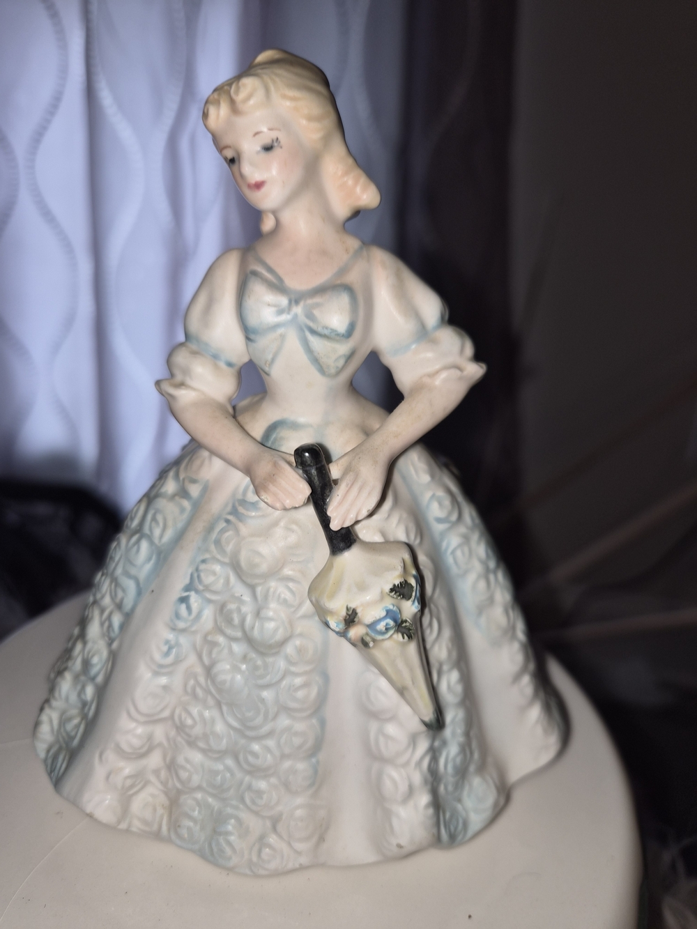 ​Vintage Lefton Blue Petal Dress Figurine Planter